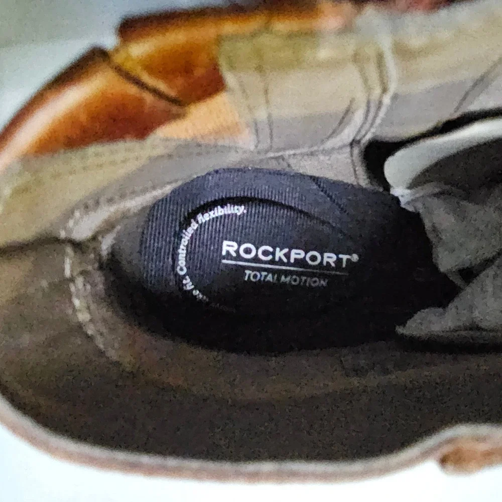 Rockport TN Lynix Ankle‎ Boots Havane Leather Block Heel Zip Womens 6M CG8352